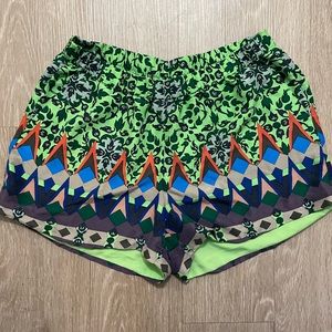 J. Crew Gemstone Neon Multicolor Floral 100% Silk Shorts Women's Size 4